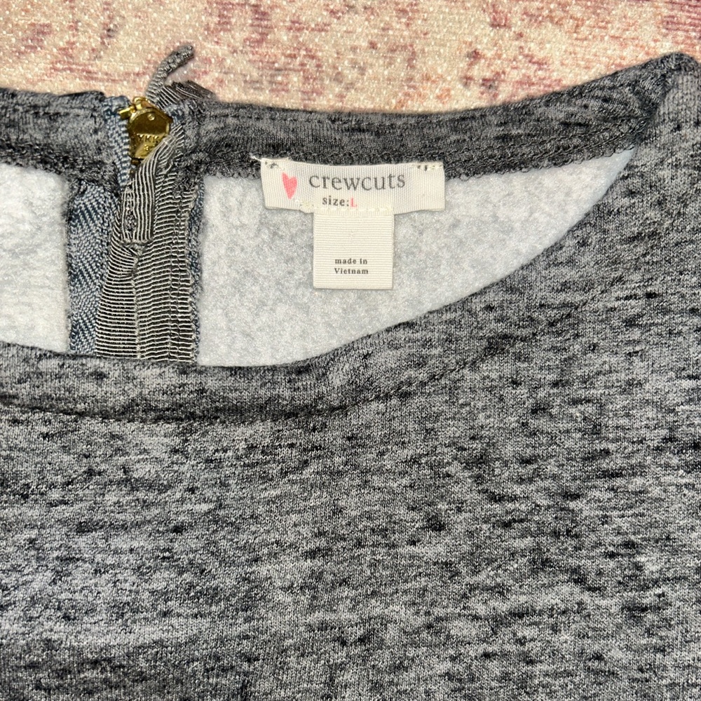 J.Crew Crewcuts Gray Knit Dress with Faux Fur Leopard Pockets (Size L) - Picture 4 of 4